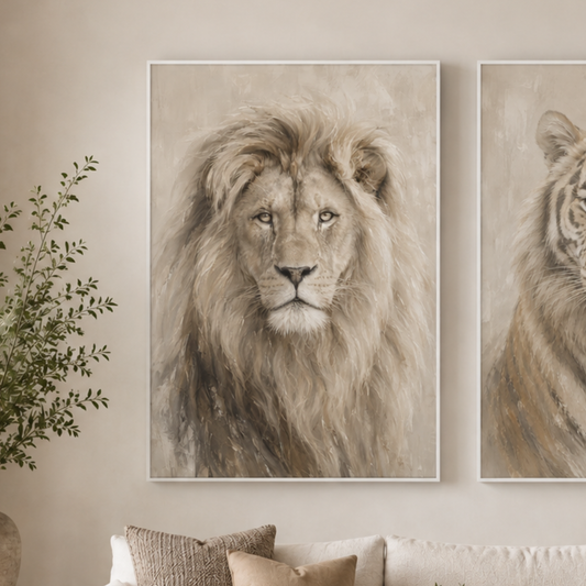 Neutral Lion Velvet Canvas