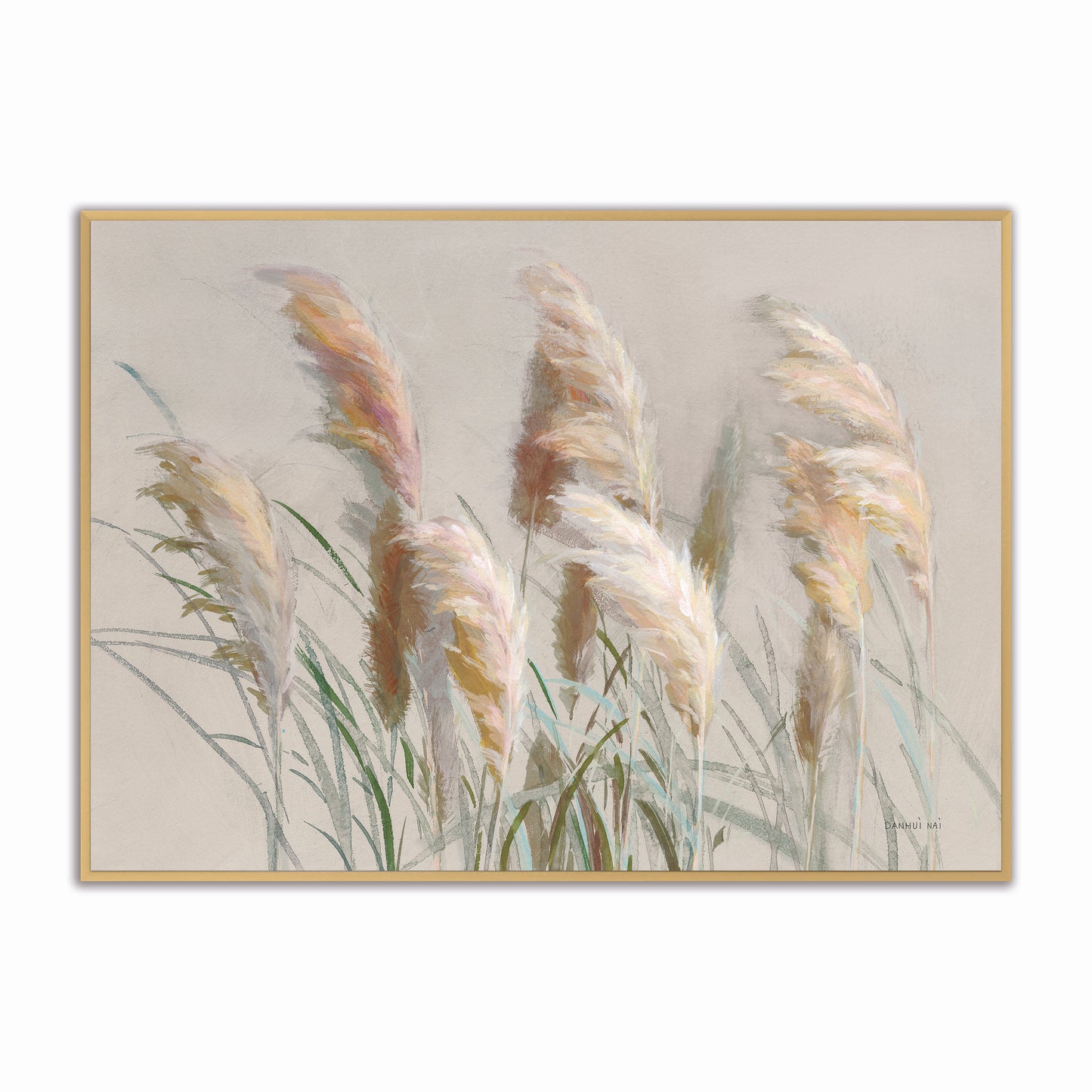 Neutral Pampas Grasses Velvet Canvas Art