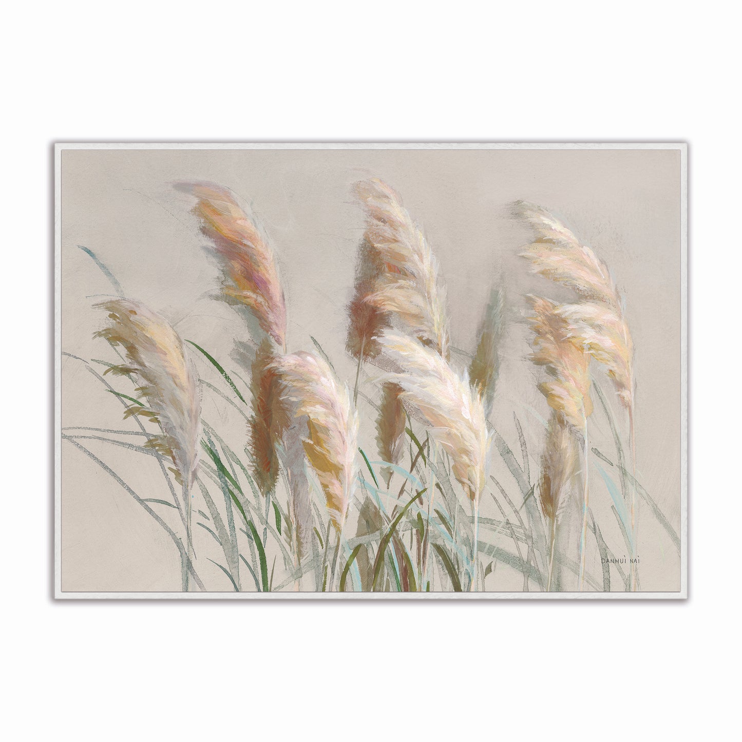 Neutral Pampas Grasses Velvet Canvas Art