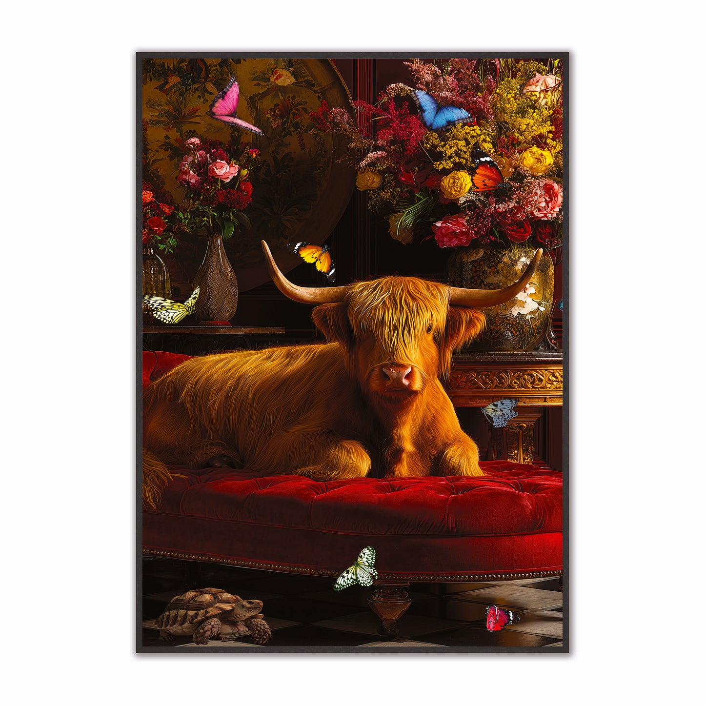 Stately Highland Cow Velvet Canvas Art