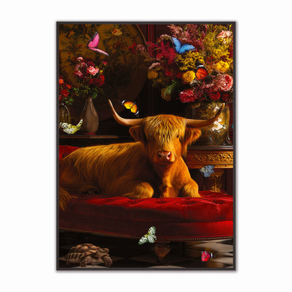 Stately Highland Cow Velvet Canvas Art