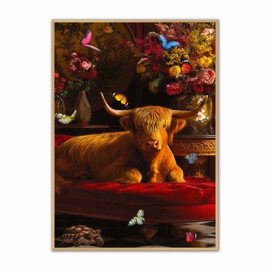Stately Highland Cow Velvet Canvas Art