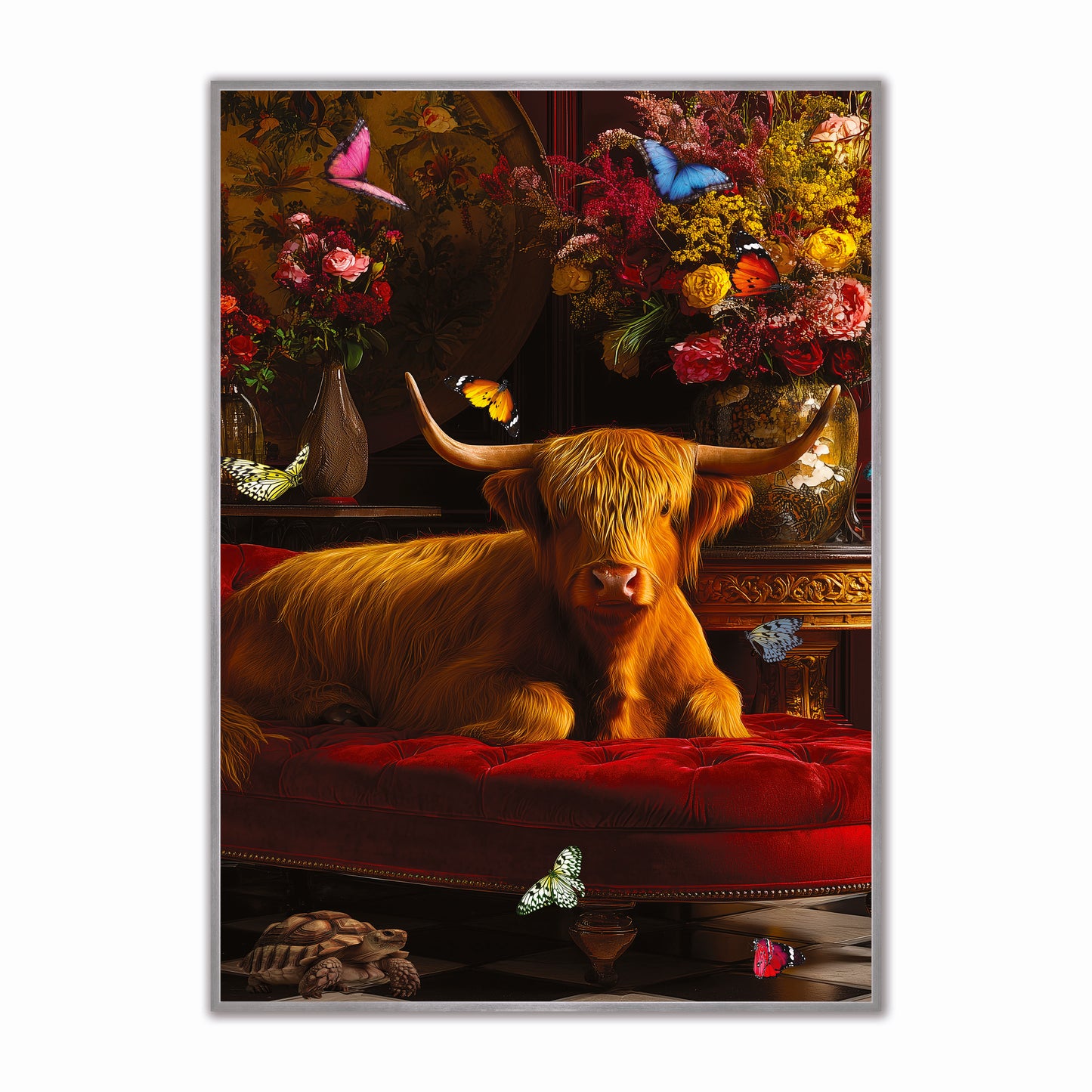 Stately Highland Cow Velvet Canvas Art