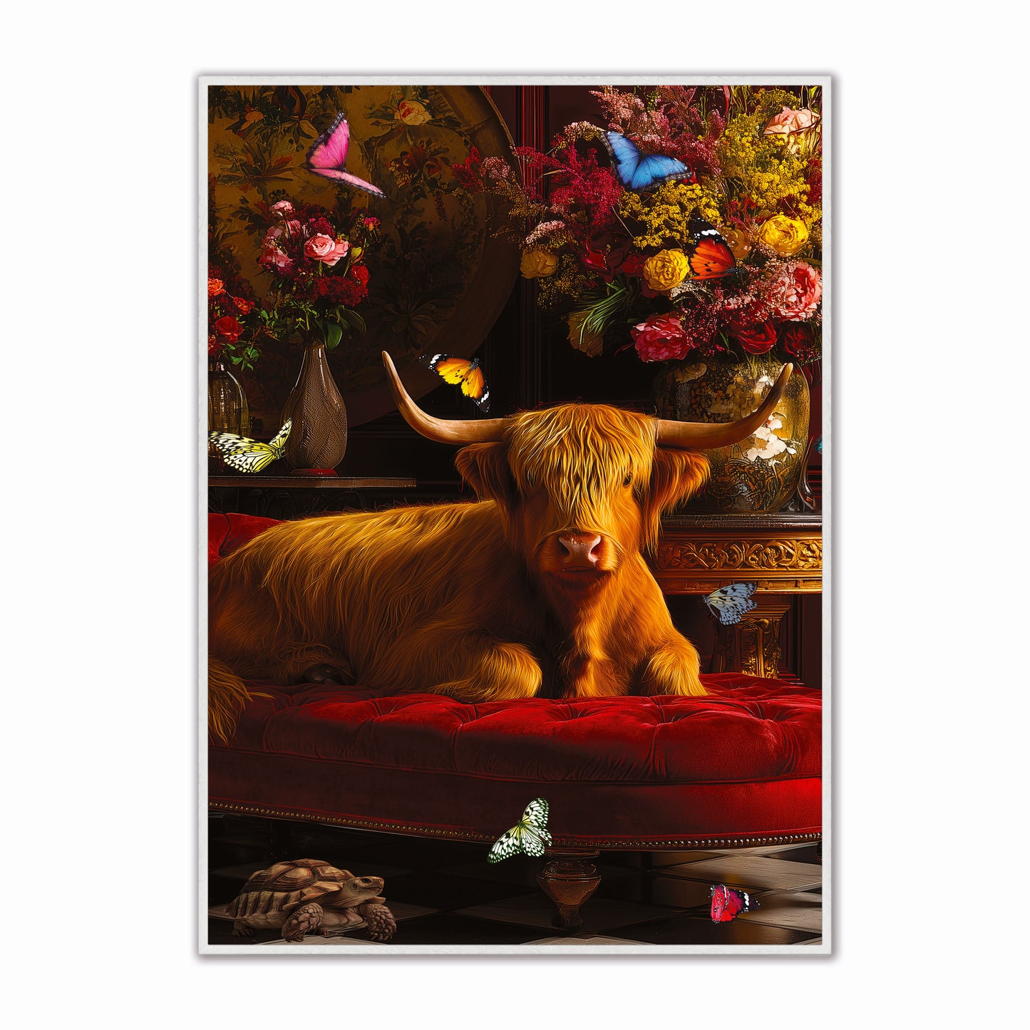 Stately Highland Cow Velvet Canvas Art