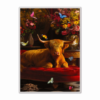 Stately Highland Cow Velvet Canvas Art