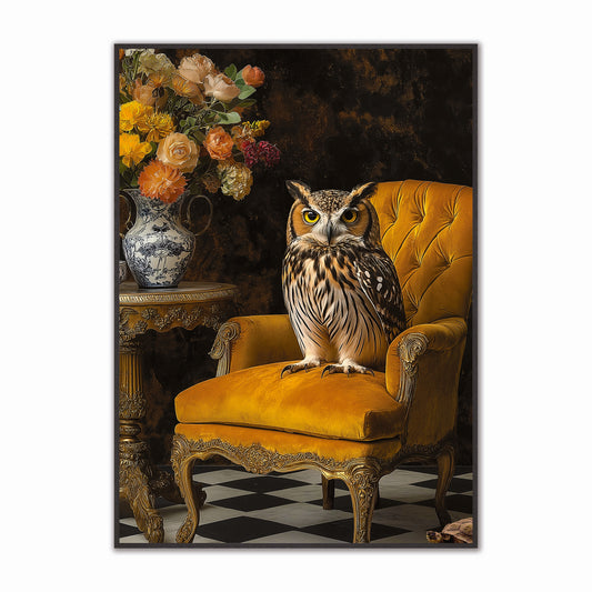 Stately Owl Velvet Canvas