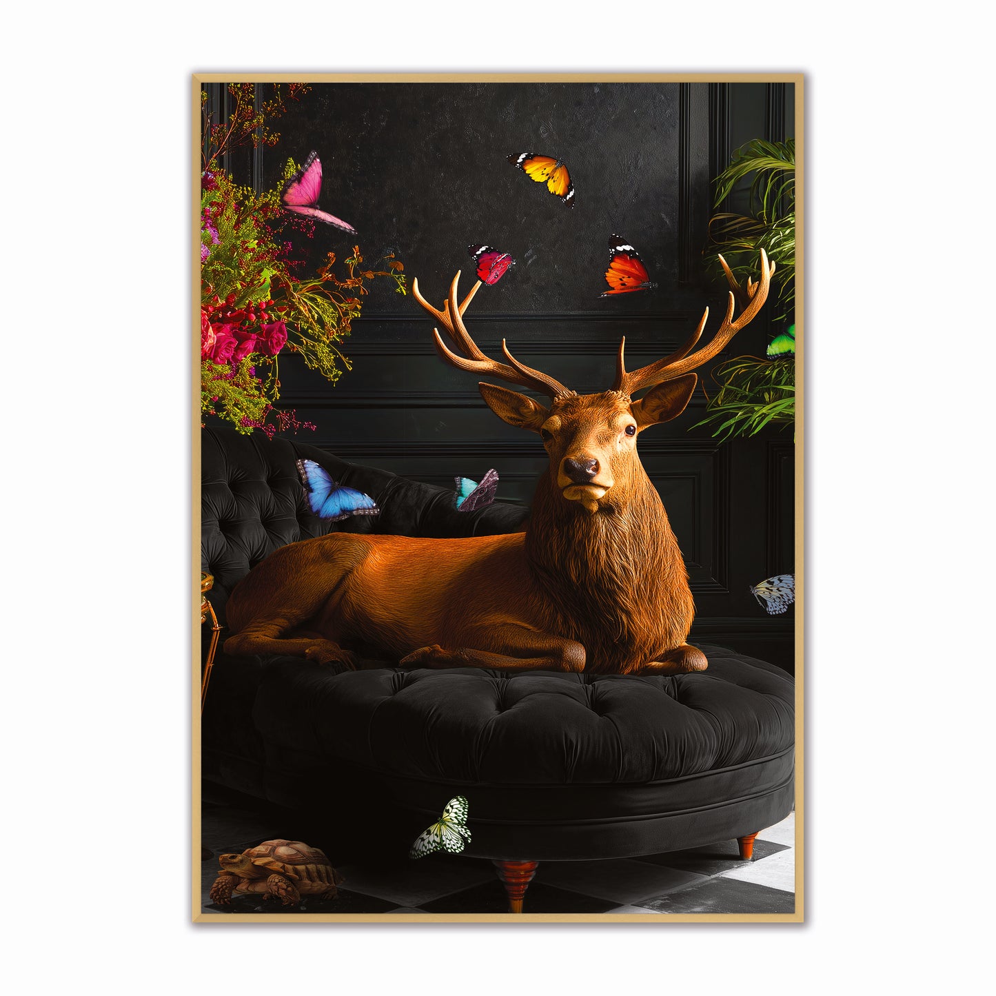 Stately Royal Stag Velvet Canvas Art