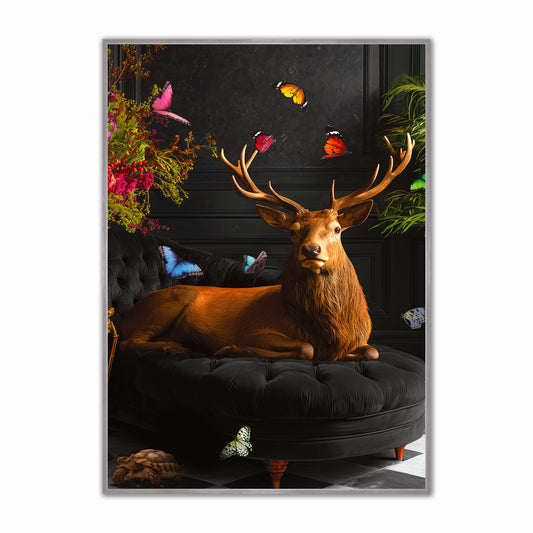 Stately Royal Stag Velvet Canvas Art