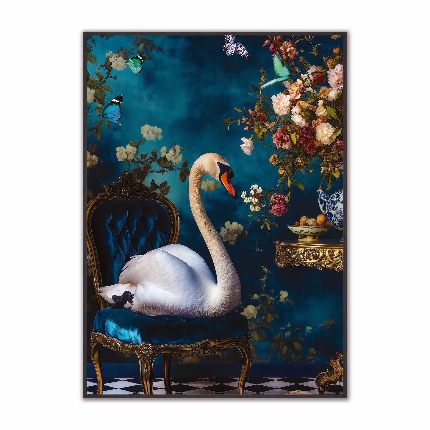 Stately Swan Velvet Canvas