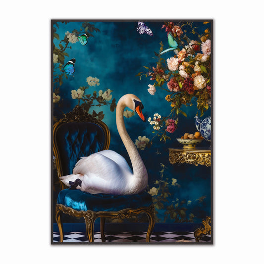 Stately Swan Velvet Canvas