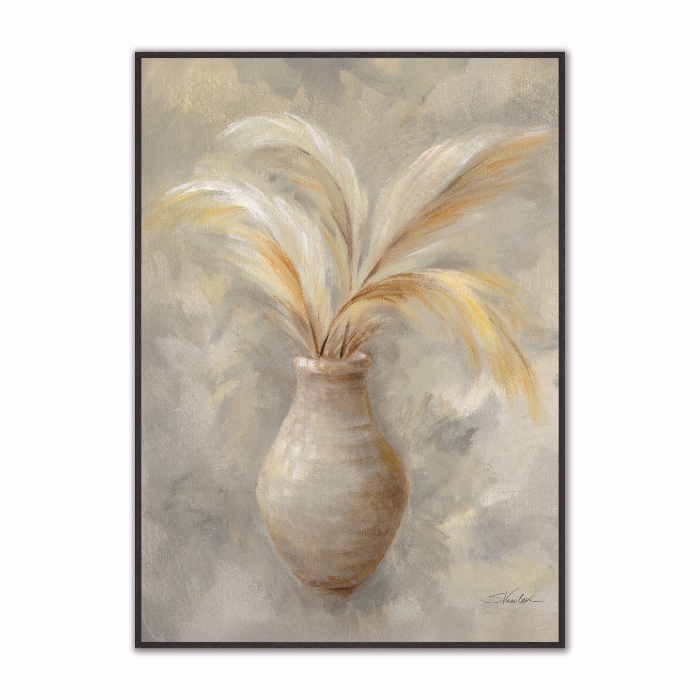 Vases of Pampas Grasses 1 Velvet Canvas Art
