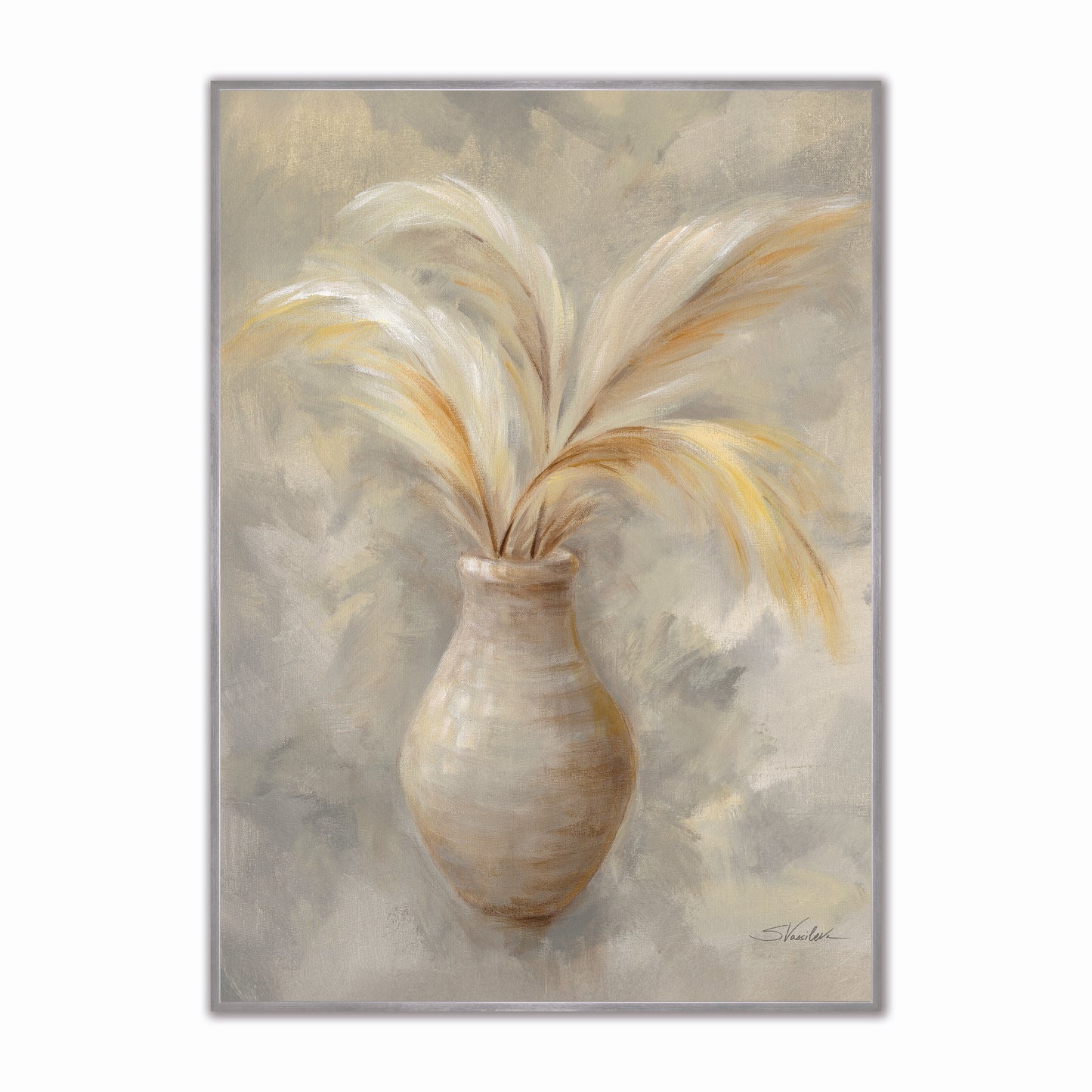 Vases of Pampas Grasses 1 Velvet Canvas Art