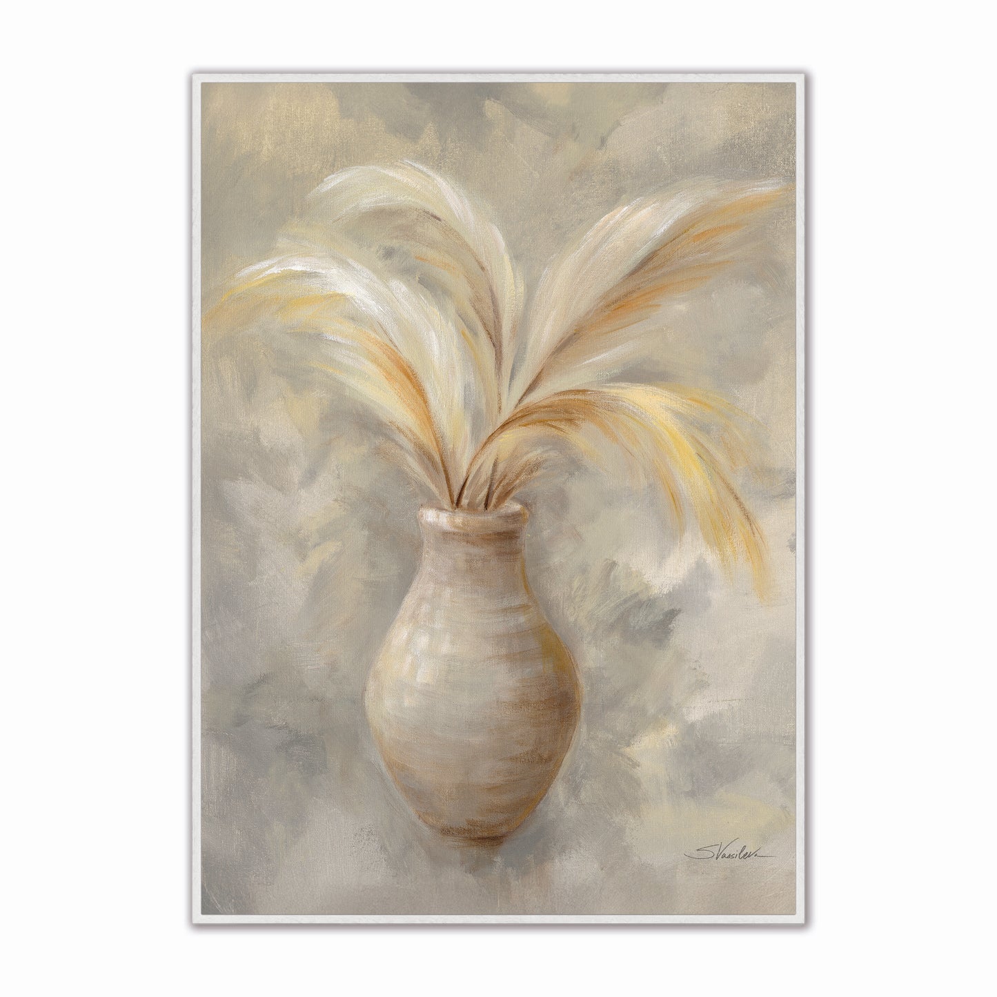 Vases of Pampas Grasses 1 Velvet Canvas Art