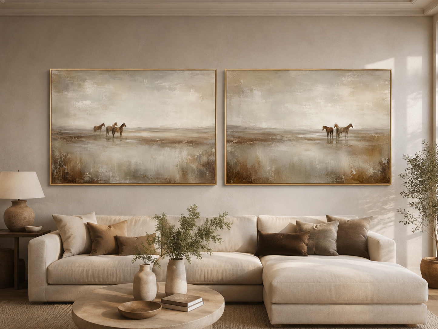 Misty Horses 1 Velvet Canvas