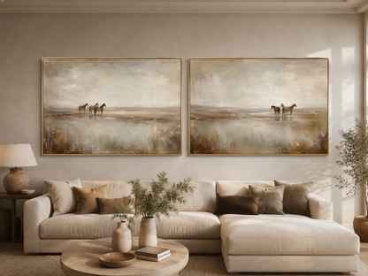 Misty Horses 1 Velvet Canvas