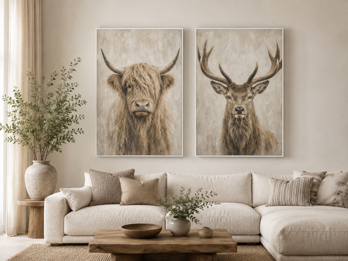 Neutral Stag Velvet Canvas