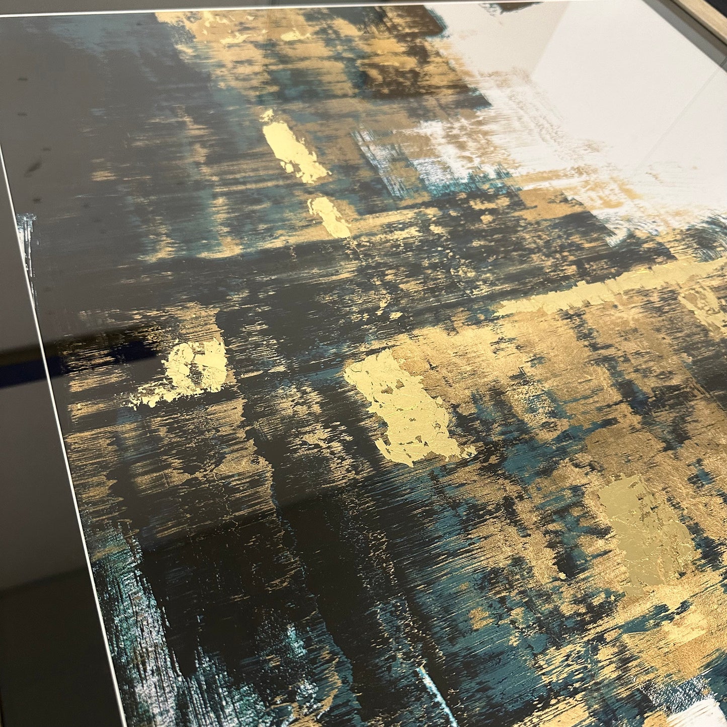 Teal & Gold No. 1 with White Mount Framed Wall Art