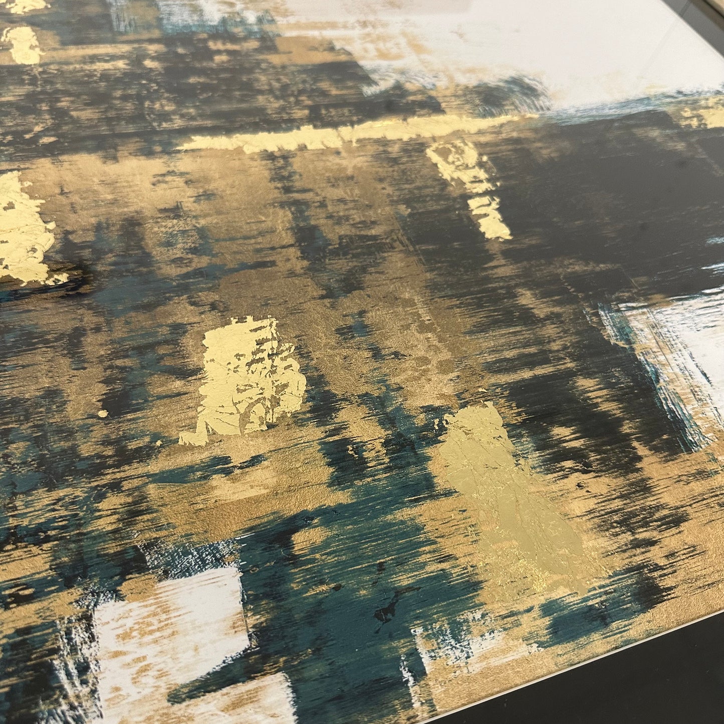 Teal & Gold No. 2 with White Mount Framed Wall Art